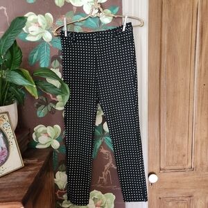 MANGO Polka Dot Straight Leg Trousers Size 4 | Parisian Chic Tailored Pants